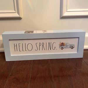 Rae Dunn-blue standing sign-Hello Spring